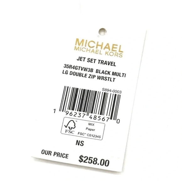 Michael Kors Large Double Zip Wallet Wristlet Black Multi - Picture 9 of 9